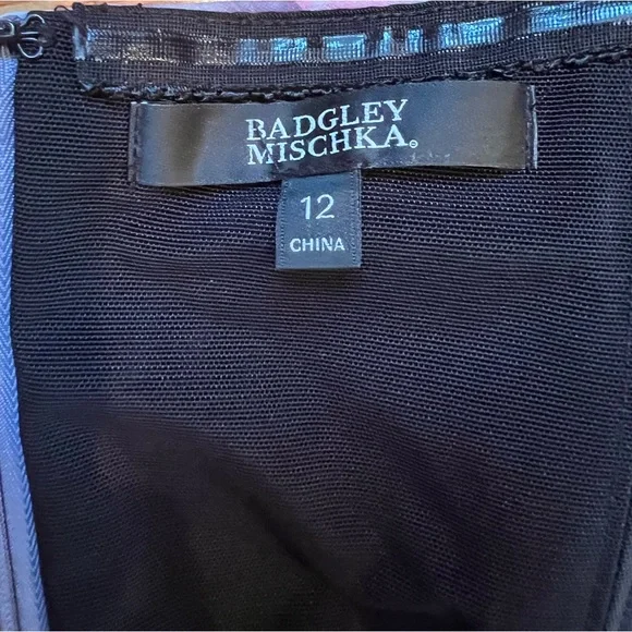 Badgley Mischka corset, floral, knee length, off shoulder dress. - Picture 4 of 8